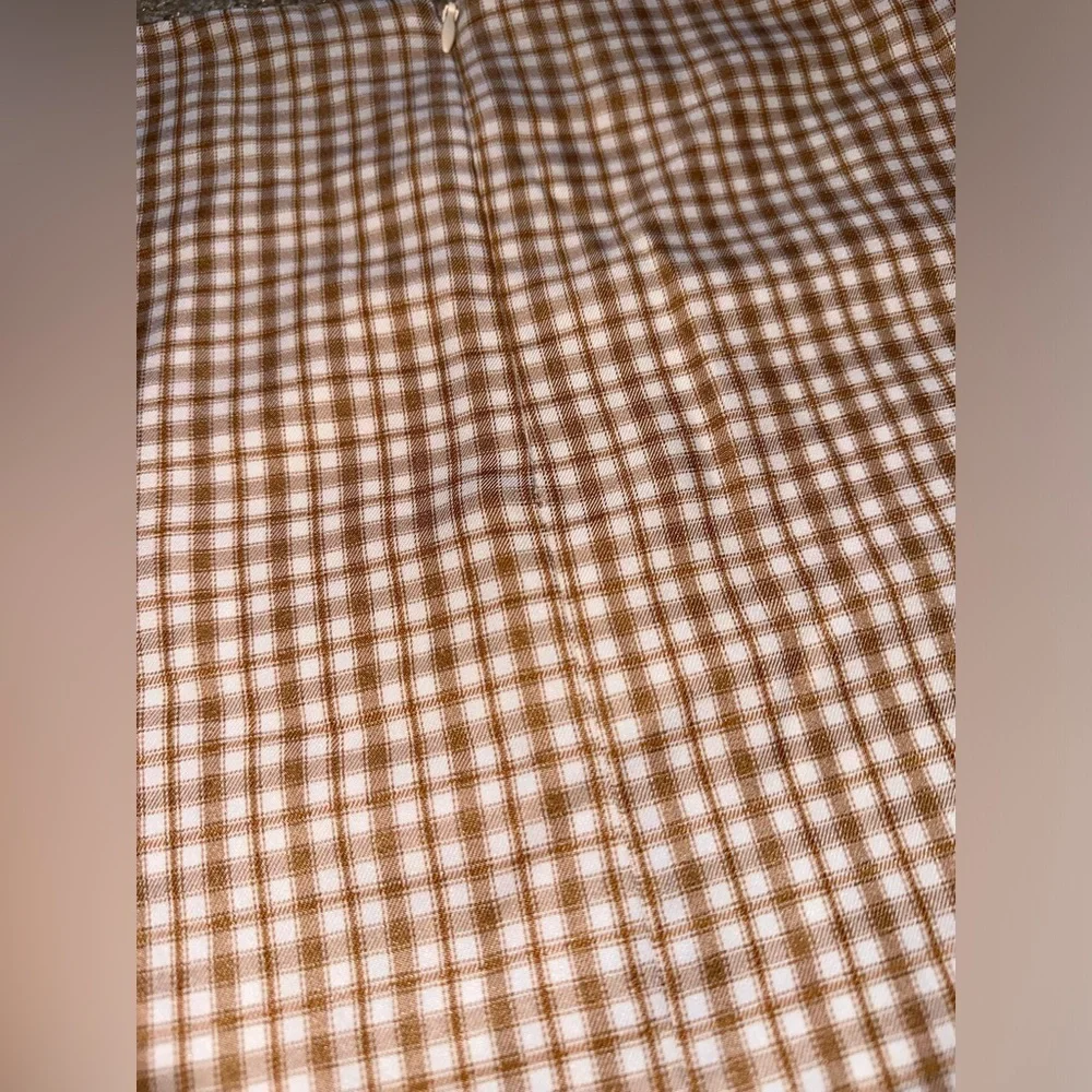 Hyfve Plaid Mini Skirt Tan Neutral Split Hem - Picture 6 of 10